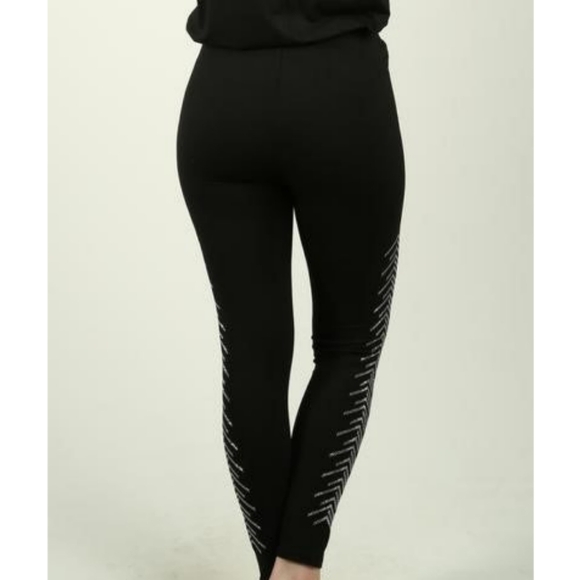 SOLID Black Rhinestone Embellished Full Length Leggings Size Large NWT - Picture 4 of 5